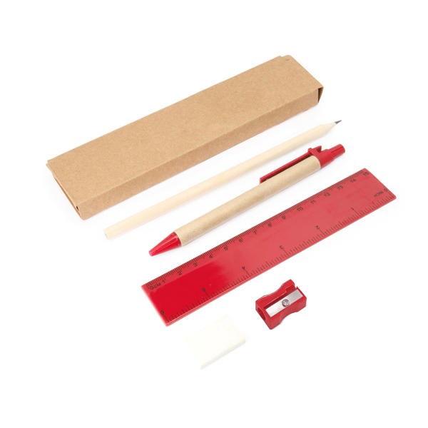 Stamina Lizana cardboard and plastic writing set in red, ready for logo printing