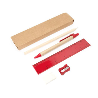 Stamina Lizana cardboard and plastic writing set in red, ready for logo printing