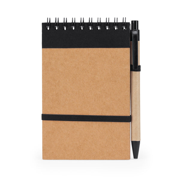 Stamina Lien recycled cardboard notebook in black, ready for logo printing