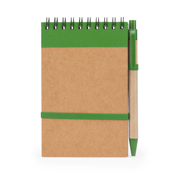 Stamina Lien recycled cardboard notebook in fern green, ready for logo printing