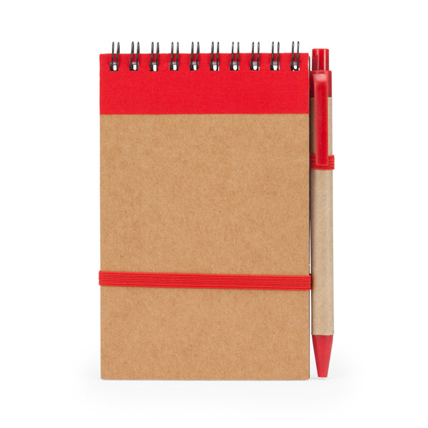 Stamina Lien recycled cardboard notebook in red, ready for logo printing