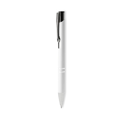 Stamina Norfolk aluminium ball pen in white, ready for logo printing