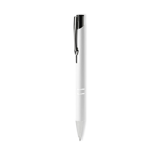 Stamina Norfolk aluminium ball pen in white, ready for logo printing
