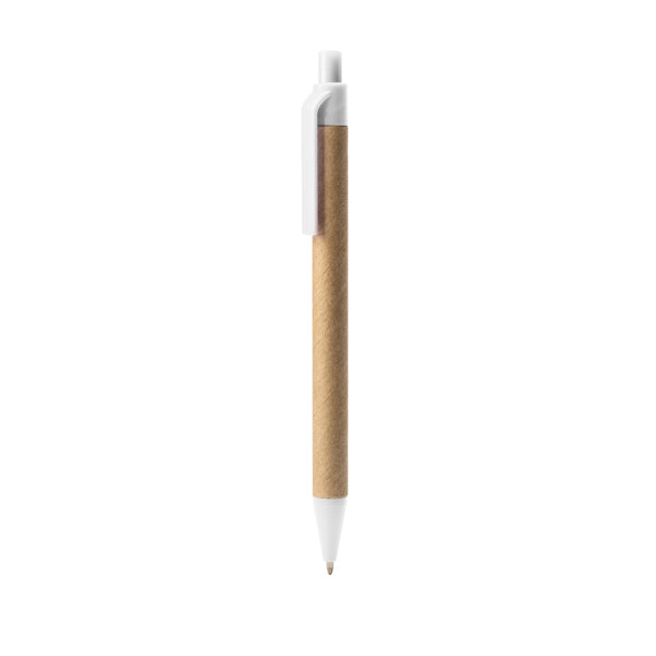 Stamina Alder recycled cardboard ball pen in white, ready for logo printing