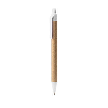 Stamina Alder recycled cardboard ball pen in white, ready for logo printing