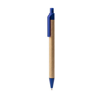 Stamina Alder recycled cardboard ball pen in royal blue, ready for logo printing