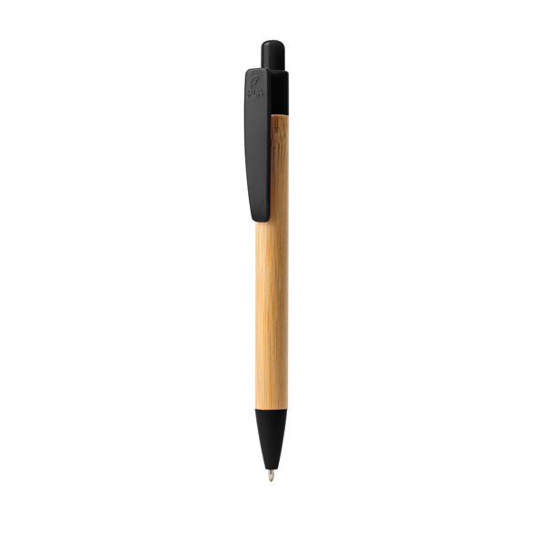 Stamina Gildon bamboo ball pen in black, ready for laser engraving