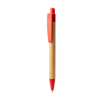 Stamina Gildon bamboo ball pen in red, ready for laser engraving