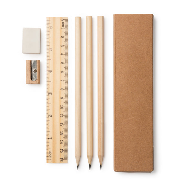 Stamina Vernak natural wood writing set in beige, ready for logo printing