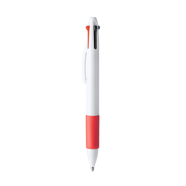 Stamina Kunoy promotional retractable 4-ink ball pen in red, ready for logo printing