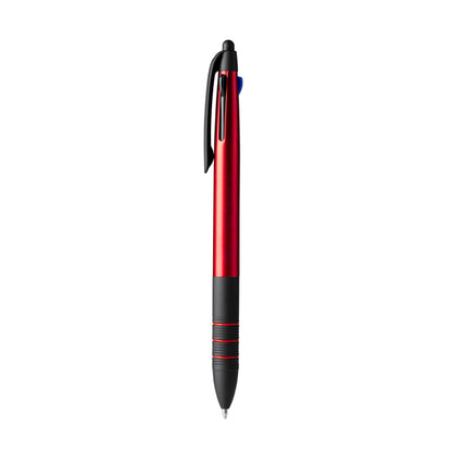 Stamina Sandur retractable 3-ink ball pen in red, ready for logo printing
