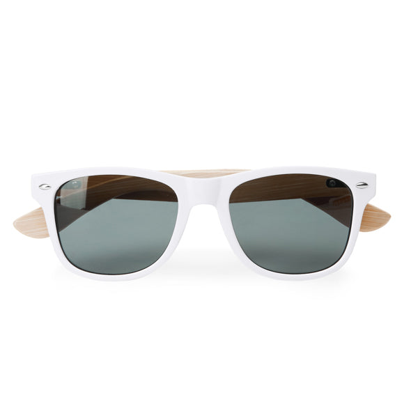 Stamina Eden pC and bamboo sunglasses in white, ready for laser engraving