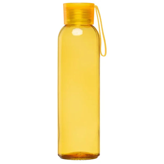 Solstra Essentials Glass Silicone-Strap Bottle promotional bottle in yellow printed with your company logo