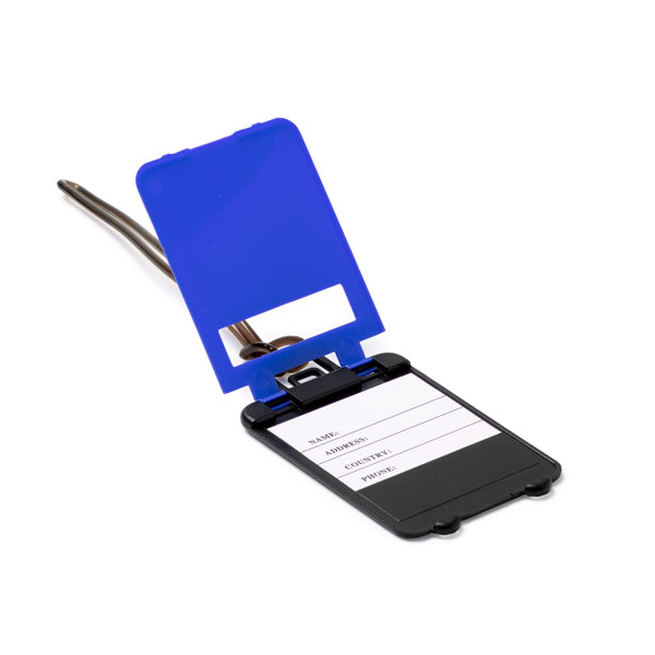 Stamina Charter suitcase tag in the shape of a trolley, ready for logo printing