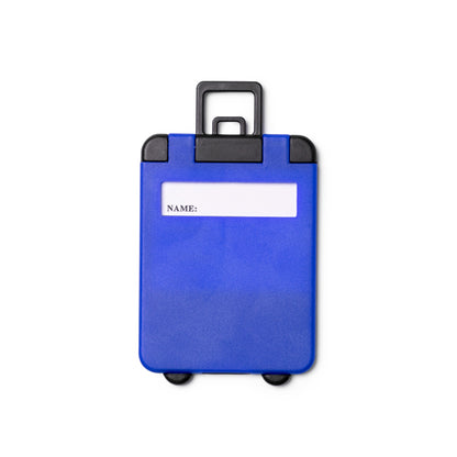 Stamina Charter suitcase tag in the shape of a trolley in royal blue, ready for logo printing