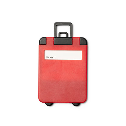 Stamina Charter suitcase tag in the shape of a trolley in red, ready for logo printing