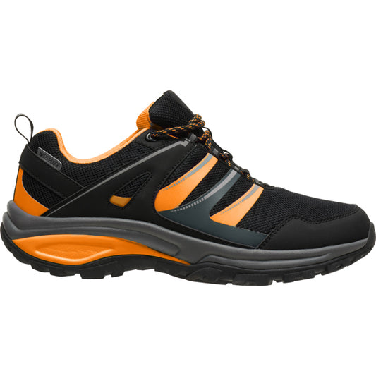 Roly WRK Marc unisex work trainers in black/fluor orange, ready for logo printing or embroidery