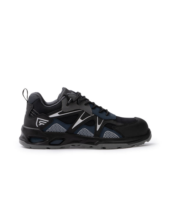 Roly WRK Kercus unisex work shoes in black/navy blue, ready for logo printing or embroidery
