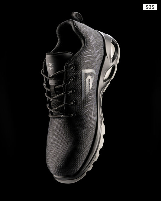 Roly WRK Ulmus unisex work shoes in black, alternative view, ready for logo printing or embroidery