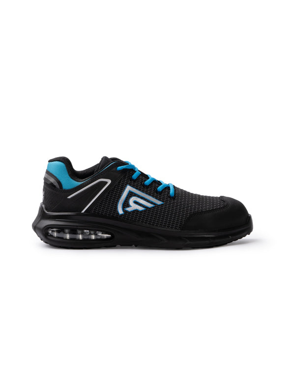 Roly WRK Noboa unisex work shoes in black/royal blue, ready for logo printing or embroidery
