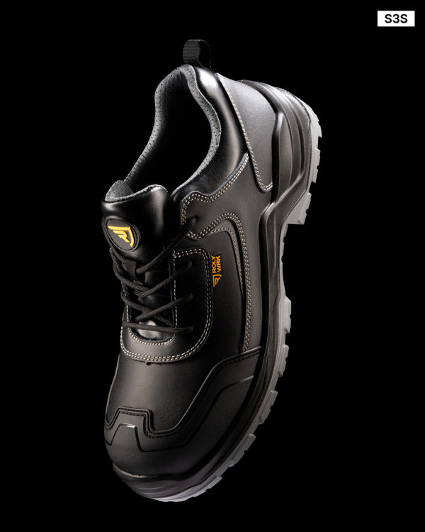 Roly WRK Brax unisex work shoes in black/lead, alternative view, ready for logo printing or embroidery