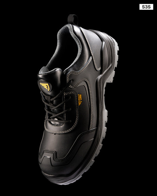 Roly WRK Brax unisex work shoes in black/lead, alternative view, ready for logo printing or embroidery