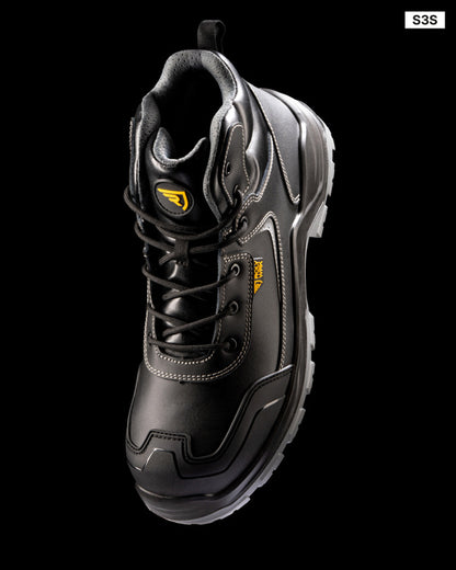 Roly WRK Iron unisex work boots in black/lead, alternative view, ready for logo printing or embroidery