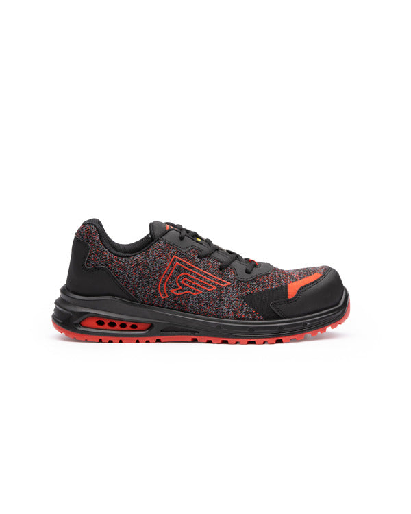 Roly WRK Garnet unisex work shoes in negro/rojo melange/rojo laboral, ready for logo printing or embroidery
