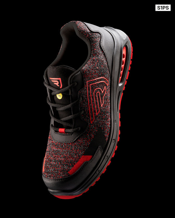 Roly WRK Ruby unisex work shoes in negro/rojo melange/rojo laboral, alternative view, ready for logo printing or embroidery