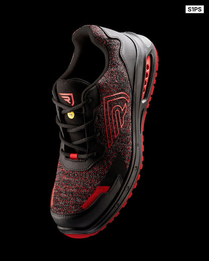 Roly WRK Ruby unisex work shoes in negro/rojo melange/rojo laboral, alternative view, ready for logo printing or embroidery