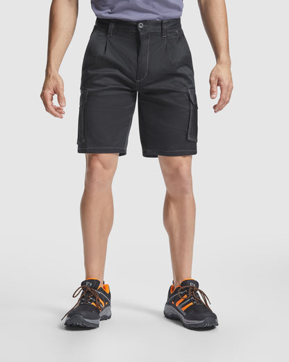 Roly WRK Vitara unisex shorts in black, alternative view, ready for logo printing or embroidery