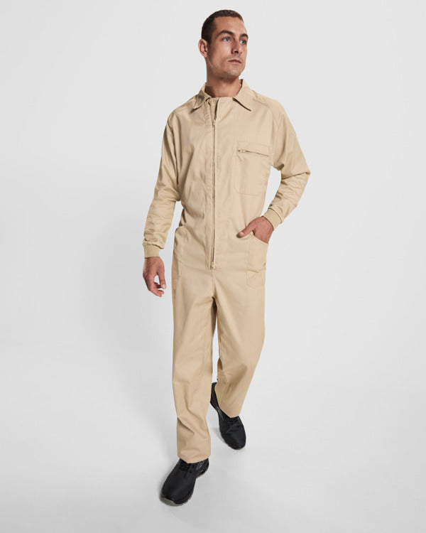 Roly WRK Jimmy unisex work overalls in black, alternative view, ready for logo printing or embroidery