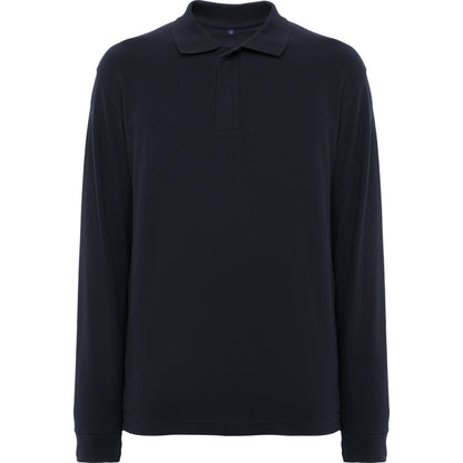 Roly WRK Rover L/s unisex long-sleeve polo shirt in navy blue, ready for logo printing or embroidery