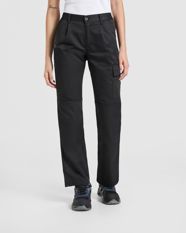 Roly WRK Daily Woman Stretch women's trousers in black, alternative view, ready for logo printing or embroidery