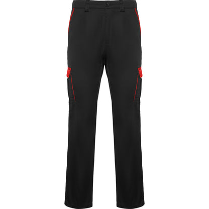 Roly WRK Trooper unisex trousers in black/red, ready for logo printing or embroidery
