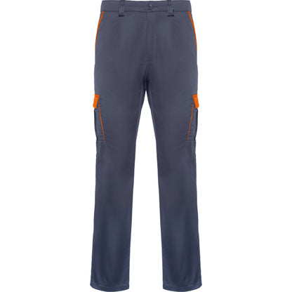 Roly WRK Trooper unisex trousers in lead/orange, ready for logo printing or embroidery