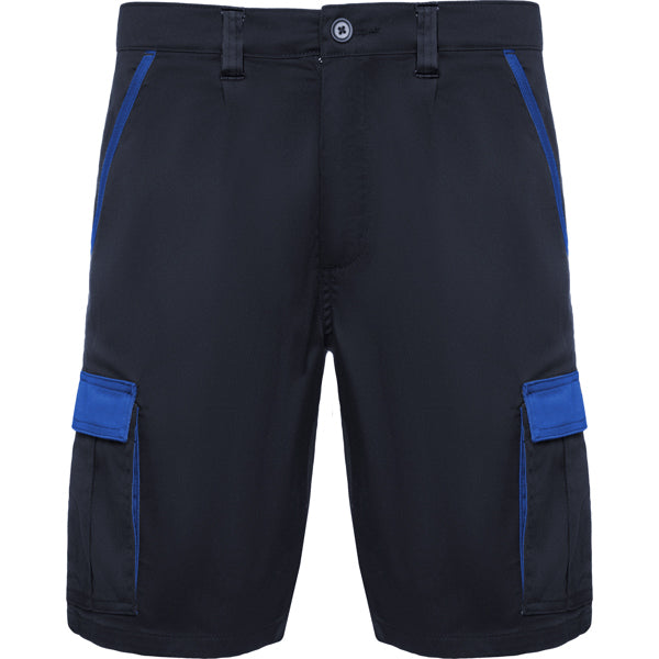 Roly WRK Tahoe unisex shorts in navy blue/royal blue, ready for logo printing or embroidery