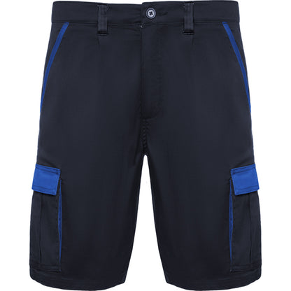 Roly WRK Tahoe unisex shorts in navy blue/royal blue, ready for logo printing or embroidery