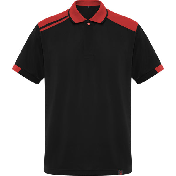 Roly WRK Samurai unisex polo shirt in black/red, ready for logo printing or embroidery