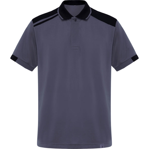 Roly WRK Samurai unisex polo shirt in lead/black, ready for logo printing or embroidery