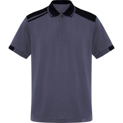 Roly WRK Samurai unisex polo shirt in lead/black, ready for logo printing or embroidery