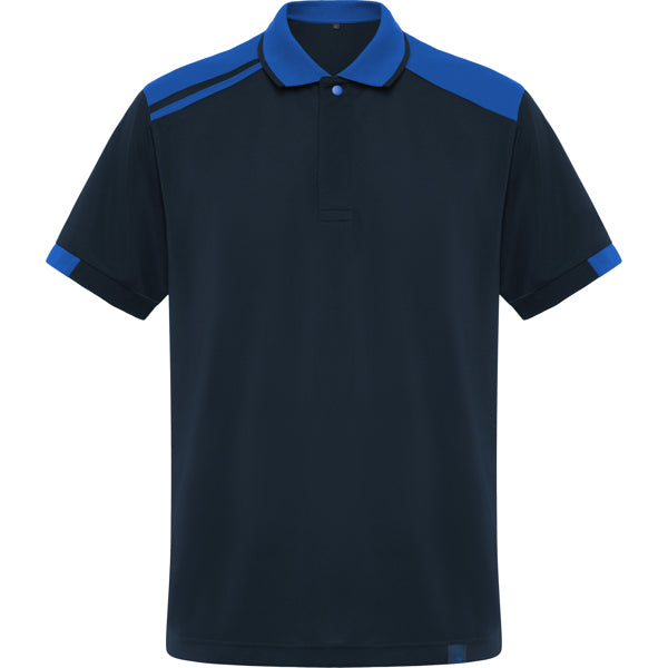 Roly WRK Samurai unisex polo shirt in navy blue/royal blue, ready for logo printing or embroidery