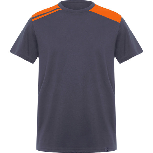 Roly WRK Expedition men's T-shirt in lead/orange, ready for logo printing or embroidery