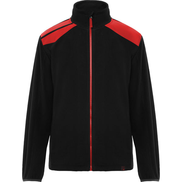 Roly WRK Terrano unisex fleece jacket in black/red, ready for logo printing or embroidery
