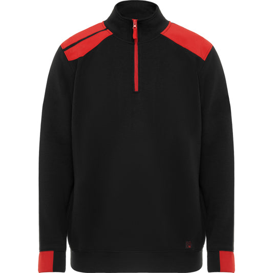 Roly WRK Maverick men's sweatshirt in black/red, ready for logo printing or embroidery