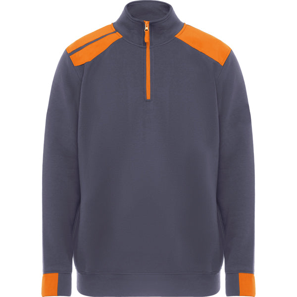 Roly WRK Maverick men's sweatshirt in lead/orange, ready for logo printing or embroidery