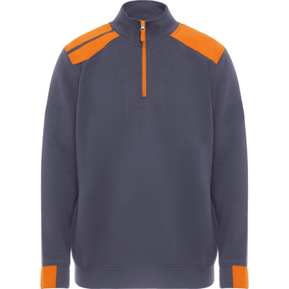 Roly WRK Maverick men's sweatshirt in lead/orange, ready for logo printing or embroidery