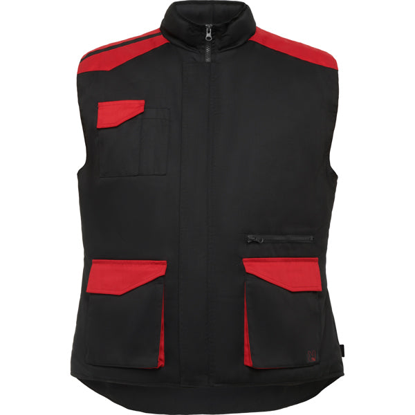 Roly WRK Armada men's gilet in black/red, ready for logo printing or embroidery