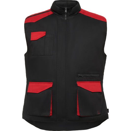 Roly WRK Armada men's gilet in black/red, ready for logo printing or embroidery