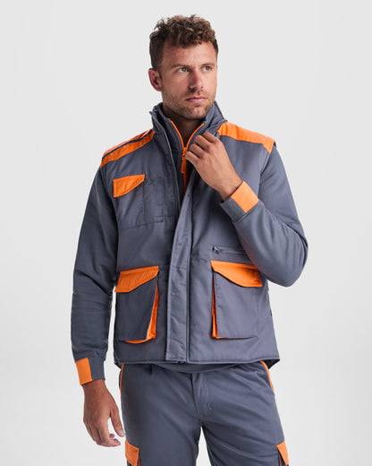 Roly WRK Armada men's gilet in black/red, alternative view, ready for logo printing or embroidery
